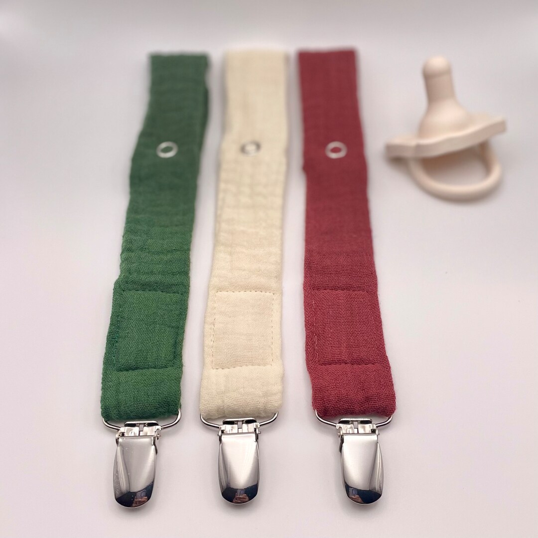 Lot De 2 Attache-Tétines NIP Avec Crochet - Fabriqué En Allemagne, Rose Et Gris Clair