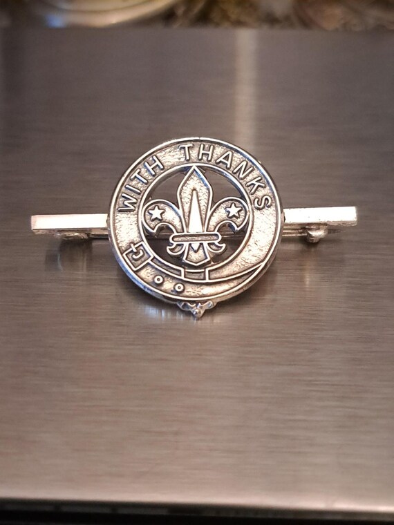 Rare 1949 Silver Boy Scout "With Thanks" Badge - Daniel George Collins,...