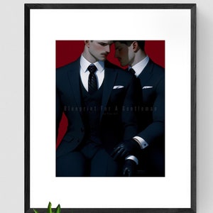 Gay Art Poster, Blueprint For A Gentleman 2, Gay Art Poster For Men, Men in Suits Poster, Gay Art, Gay Artwork, Gay Art Gift, Gay Poster