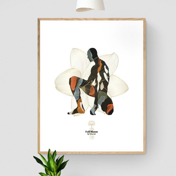 Male Nude and Flower Artwork, Full Bloom 3 - Male Nude Art Poster, A.I Modern Art Poster, Mindfulness Artwork, Gay Male Nude Artwork