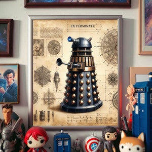DA VINCI&#39;S NIGHTMARE Impressive Whovian Illustration, Amazing Digital Fan Art, Pretty and Exclusive Wall Art Digital Images, Exterminate!!!