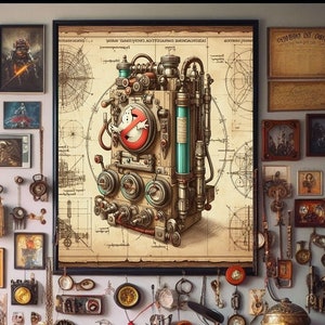 STEAMPUNK PROTON PACK, Ghost Buster Backpack, Victorian Ghostbusting Backpack Digital Art, Victorian Ghosthunting Proton Pack Illustrations