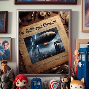 THE DOCTOR STEAMPUNK World, The Gallifreyan Chronicle Whovian Newspaper, Fantasy Exclusive Newspaper Clipping Art, Whovian Beautiful Images