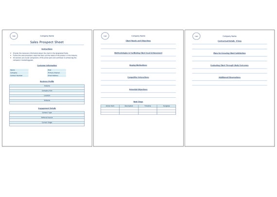 Sales Call Template Worksheet