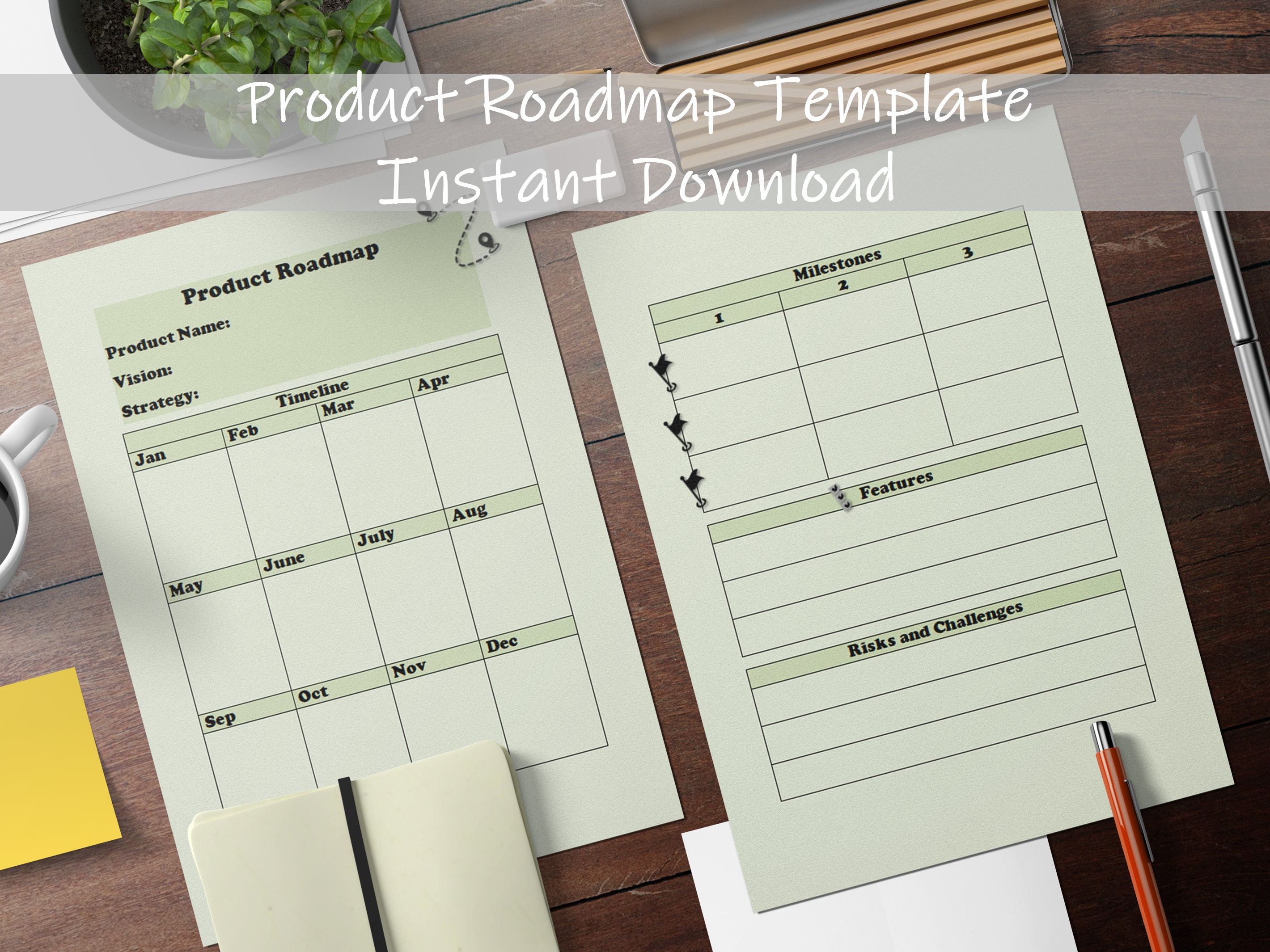 Product Roadmap Template | Project Timeline Template | Product Planner ...