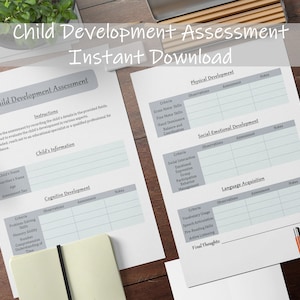 Evaluación del desarrollo infantil / Evaluación preescolar / Intervenciones de asesoramiento / Descarga instantánea / Lista de verificación para jardín de infantes / Hitos del desarrollo infantil