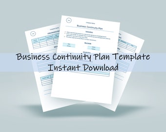 Business Continuity Plan | Contingency Plan | Business Report Template | Instant Download | Company Policies | Planning and Organization