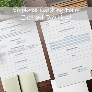 Employee Coaching Form | Performance Improvement Plan | Coaching Session Worksheet | Instant Download | Staff Development | Progress Report