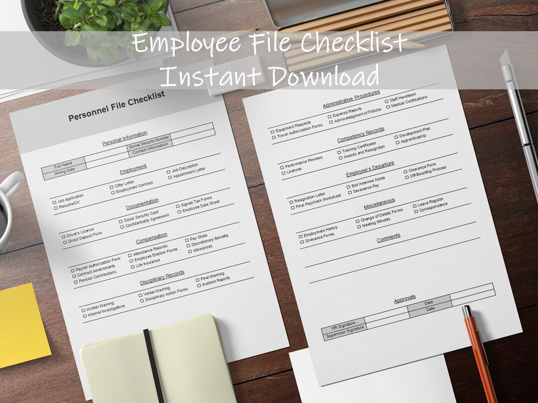 Employee File Checklist Personnel File Checklist Recruiting Sheet ...