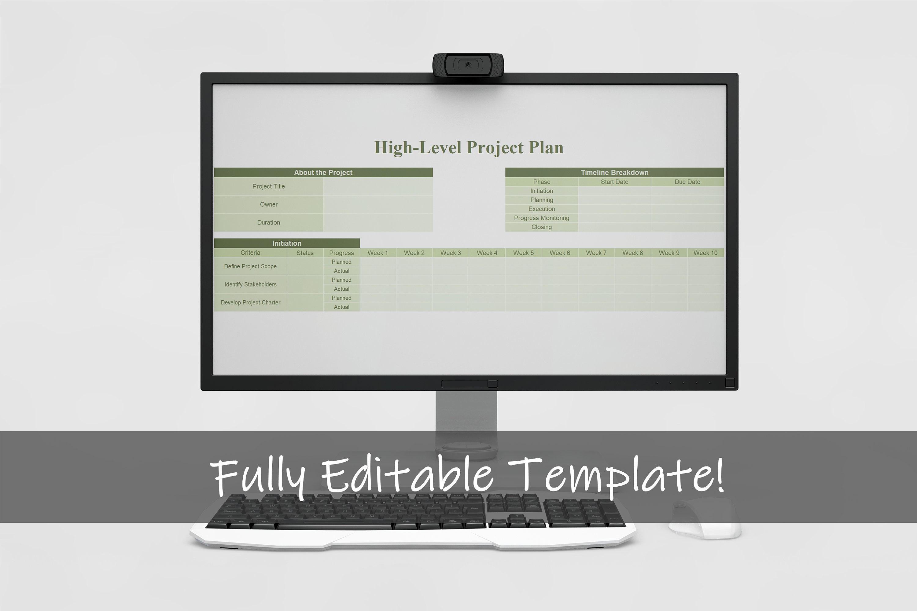 High Level Template Work Project Planner Project Excel Instant Download ...