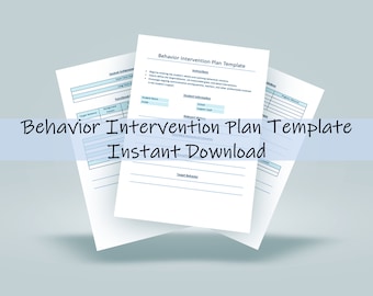 Behavior Intervention Plan Template | Student Behavior Tracker | Classroom Management | Instant Download | Behavior Modification Activities