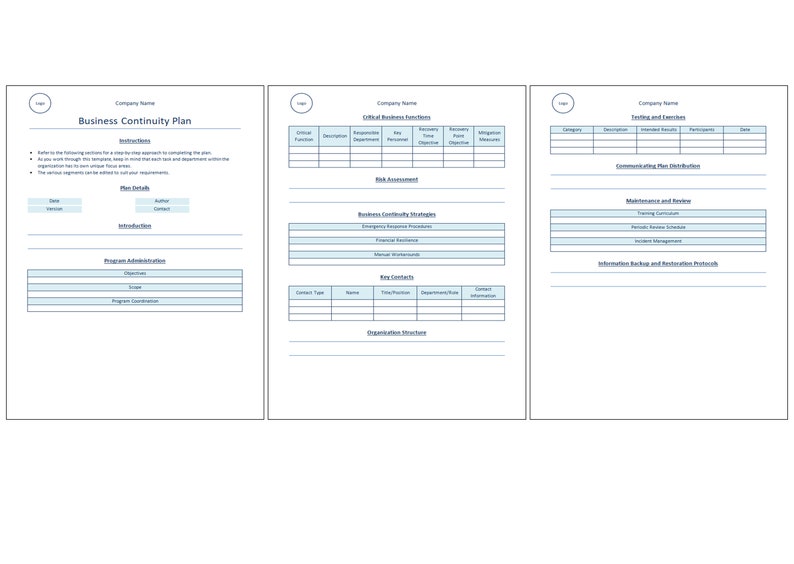 Business Continuity Plan | Contingency Plan | Business Report Template ...