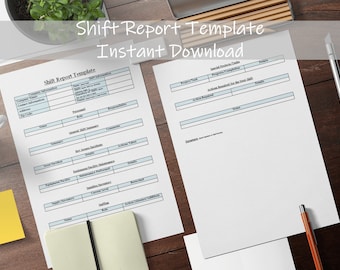 End Of Shift Template | Shift Report Sheet | Crew Handover Review | Tasks Recap Form | Instant Download | Tracking Progress Summary Document