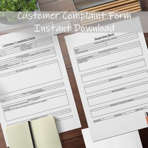 Customer Complaint Form | Sample Complaint Letter | Instant Download ...
