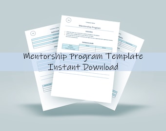 Mentorship Program Template | Employee Growth Plan | Mentoring Program Sheets | Instant Download | Internship Program | Coaching Proposal