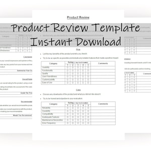 Product Review Template | Customer Feedback Form | Item Evaluation Checklist | Instant Download | Inventory Analysis Sheet | Opinion Survey