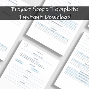 Pode incluir: Um modelo de escopo de projeto imprimível com seções para instruções do projeto, detalhes gerais, suposições, custos estimados, membros da equipe do projeto e gerenciamento de partes interessadas. O modelo foi projetado para ajudá-lo a definir o escopo do seu projeto e garantir que todos estejam na mesma página.