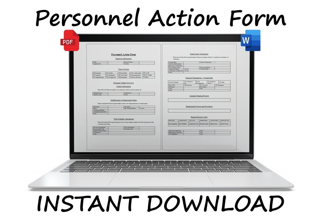 Personnel Action Form | PAF | Administrative Templates | Instant ...