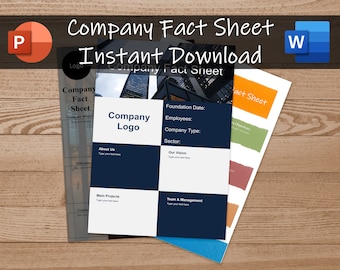 Business Fact Sheet Template | Company Profile Template | Company Overview | Instant Download | Business Info Flyer | One Page Business Plan