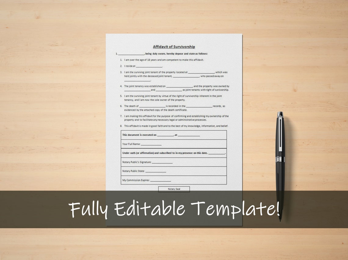 Affidavit of Survivorship | Estate and Heirloom | Tenancy Agreement ...