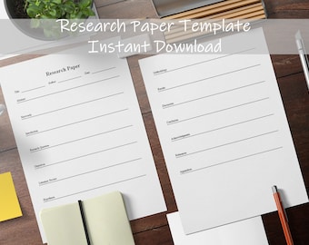 Research Paper Template | Article Template | Project Brief | Instant Download | Academic Template | Research Note Templates | Study Sheets