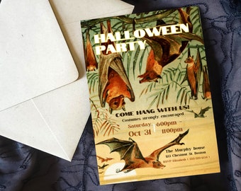 Hang with us Bats Halloween Party Invitation | Editable Download | Personalize with Canva