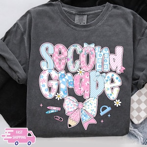 Comfort Colors® Second Grade Teacher Shirt, Coquette Bow 2nd Grade Teacher Shirt, Second Grade Teacher Tshirt, Elementary Teacher Shirts