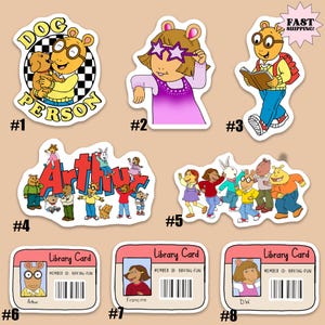 Pegatinas de vinilo impermeables inspiradas en el programa de Arthur, pegatinas nostálgicas de TV, pegatinas retro, meme de Arthur, Arthur y D.W., Aardvark
