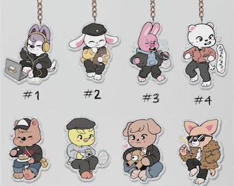 Stray Kids SKZoo Acrylic Keychain, Kpop Compass Keyring (3x3 inches)