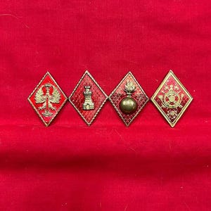 4 Early Franco-Era Spanish Military Branch Insignia Collar Devices