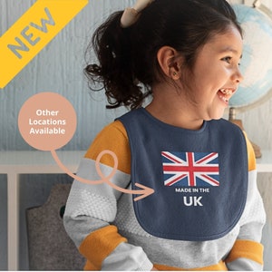 Customisable &quot;Made In...&quot; Country, Funny Baby Bib Gift, Joke Baby Bib, babies present, baby shower gift, new parent gift, custom baby gifts