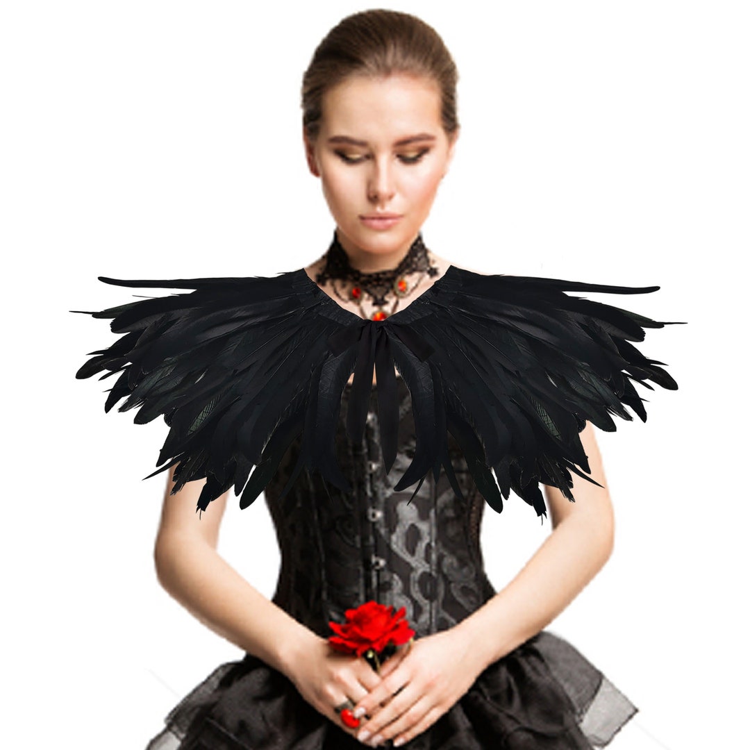 Black Feather Shawl Feather Cape Suitable for Costume Etsy