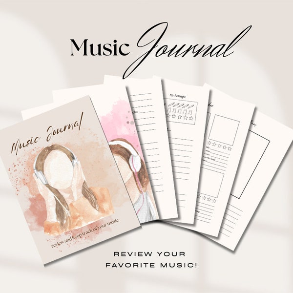 Music Journal - Review and Keep Track of all the music you listen to. Perfect for music enthusiasts! (Instant Digital Download)