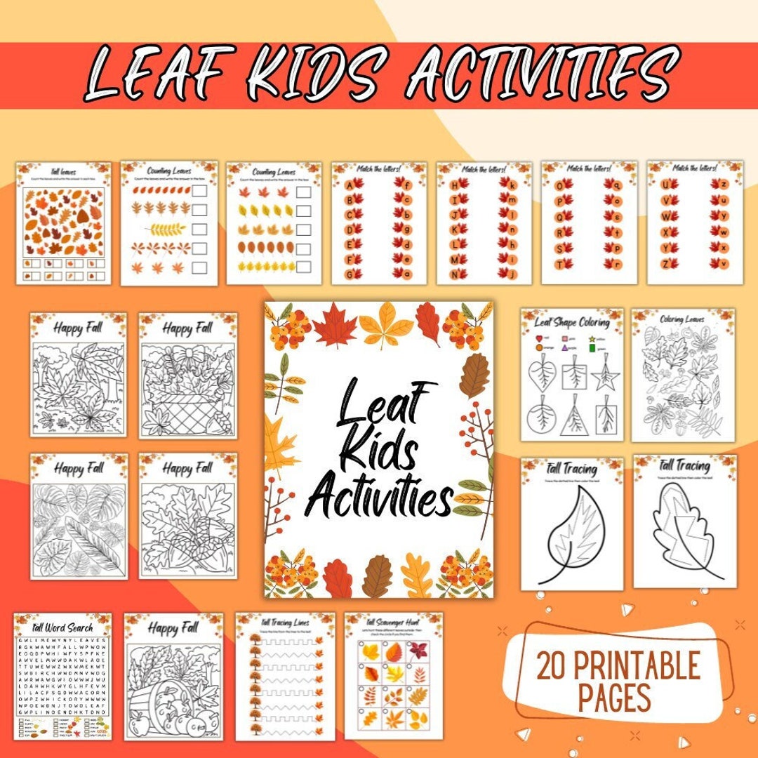 Leaf Kids Printable Activities, Thanksgiving Kids Crafts Bundle, Kids ...