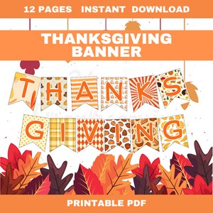 Thanksgiving Printable Banner, Fall Banner, Instant Download Thanksgiving Banner, Colorful Thanksgiving Banner