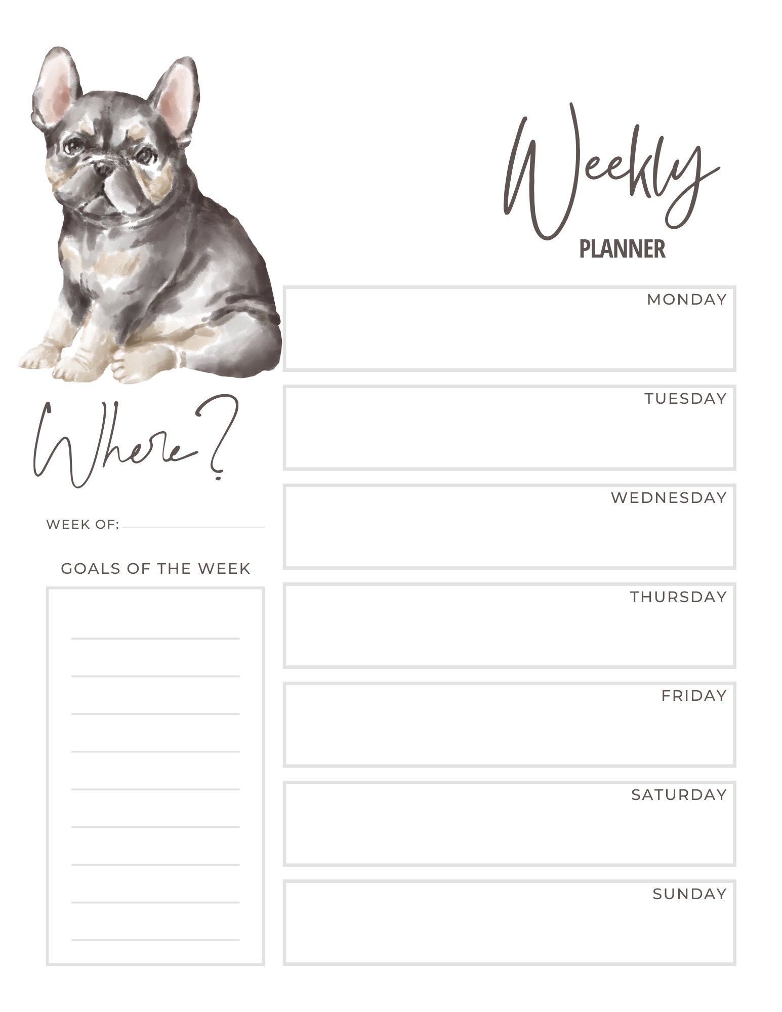 Weekly Planner Printable, to Do List, Minimal Weekly Schedule, Weekly ...