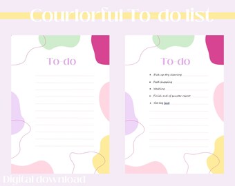 Aesthetic colourful to-do list, productivity, wellness, habits, self-care, growth, development, 3 sizes, digital download only