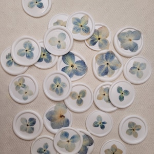 Sello de cera de hortensia azul / sellos de cera autoadhesivos / invitación de boda / sellos de cera de flores / boda diy / sellos de cera de boda / flor prensada