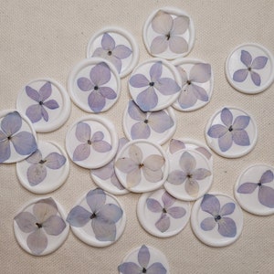 Selos de cera de hortênsia/selo de cera de flor prensada/selos de cera autoadesivos/selos de cera de flor/convite de casamento/casamento DIY/flor prensada