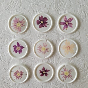 Sello de cera de flores silvestres rosas / sellos de cera autoadhesivos / invitación de boda / sello de cera de flores / boda diy / sellos de cera de boda / flor prensada