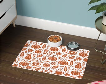 Alfombrilla para comida para mascotas / Protector antideslizante para comida con temática otoñal / Alfombrilla para cuenco para perros / Alfombrilla para comida para gatos / Mantel individual para mascotas / Impermeable / Bandeja para comida para mascotas