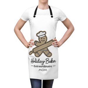 Personalized Holiday Baking Apron | Christmas Apron Gift | Gingerbread Man | Customizable Kitchen Apron | Gift for Mom | Baking Apron