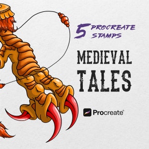 Medieval Tales Procreate Stamps: Knight, Devil, Sword (5 Hand-Drawn Brushes)