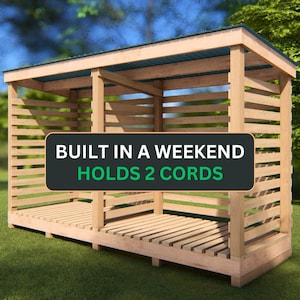 DIY 2 Cord Firewood Rack - A complete build plan for a Firewood Shed With Roof