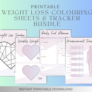 Geometrische hart gewichtsverlies kleurplaat, gewichtsverlies tracker, afdrukbare gewichtsverlies grafiek, voedingsdagboek, maaltijdplanner, meettracker