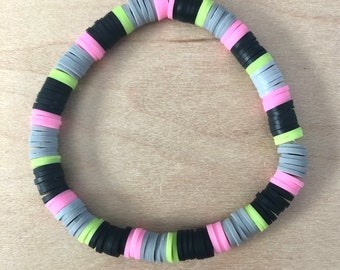 Clay Bead Bracelet Handmade - Watermelon splash