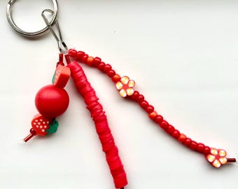 Beded keychain- Strawberry burst