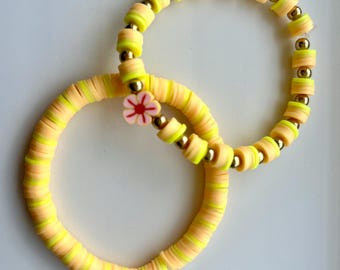 A Set of 2 Yellow Flower Bracelet