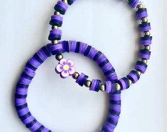 A Set of Purple Flower Bracelets