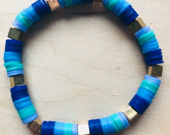 Handmade Clay Bead Bracelet - Ocean Waves